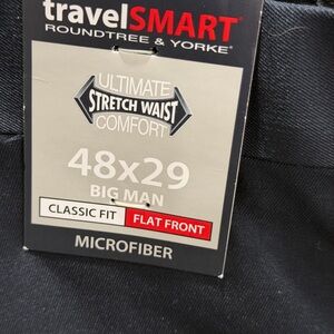 Roundtree & Yorke Travel Smart Black Microfiber Trousers 48x29